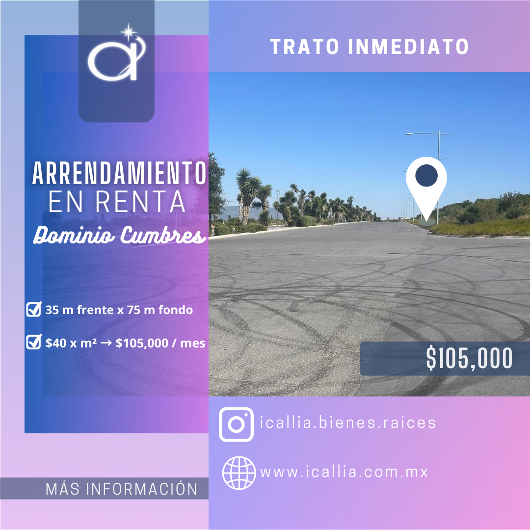 Terreno en Renta Dominio cumbres