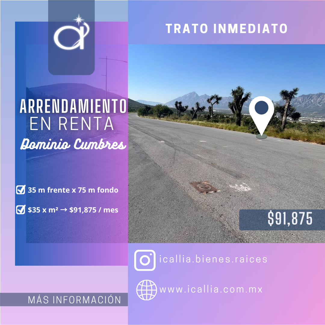 Terreno en Renta Dominio cumbres