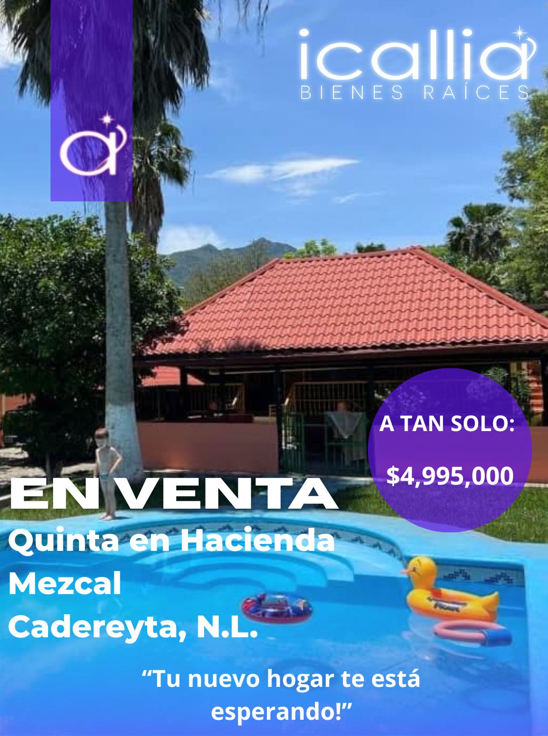 EN VENTA QUINTA EN HACIENDA EL MEZCAL, CADEREYTA, NL