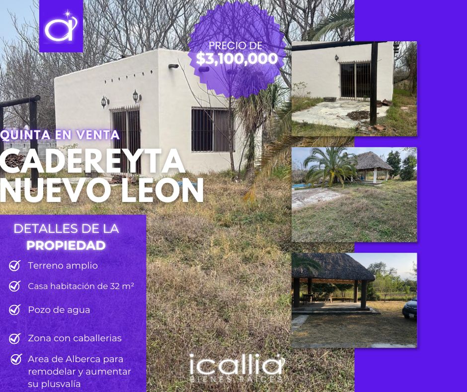 EN VENTA QUINTA EN CADEREYTA, NL